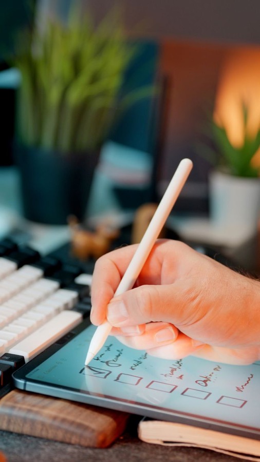 Close-up of a hand taking the High-Stakes Readiness Score assessment